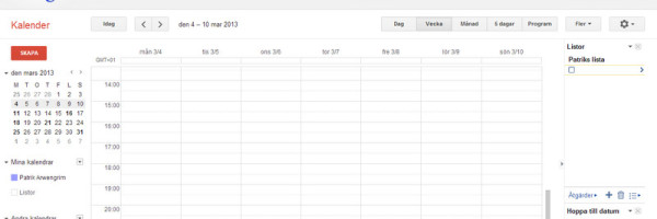 Veckonummer och helgdagar i Google Kalender